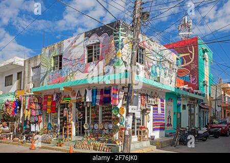 Souvenir shop on Isla Mujeres, island in the Mexican state Quintana Roo, north coast of Yucatán Peninsula, Mexico Stock Photo