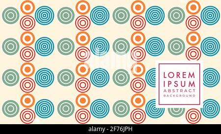 Vector illustration of concentric circles seamless pattern in Russian poster art color theme. Abstract geometric background design template. Stock Vector