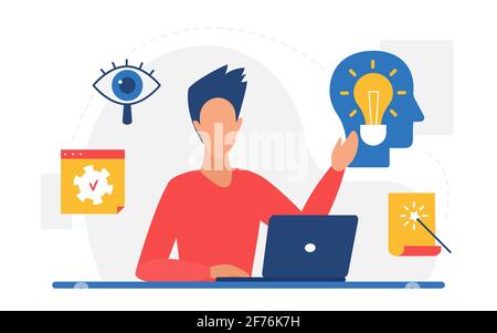 Creative thinking, progress and new business work idea concept with businessman working Stock Vector