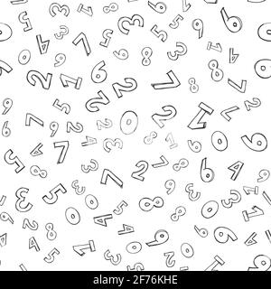 Numbers. Seamless vector wallpaper hand draw Stock Vector