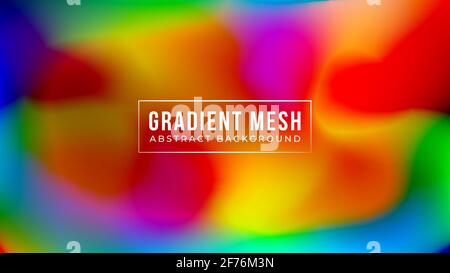 Futuristic abstract blurred gradient mesh background in vibrant rainbow colors. Colorful smooth banner design template. Easy editable soft colored vec Stock Vector