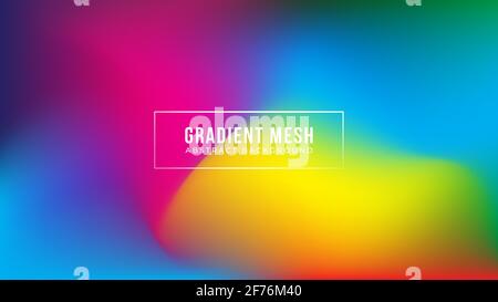 Beautiful blurred gradient mesh background in vibrant rainbow colors. Colorful smooth banner design template. For Web and Mobile Applications, art ill Stock Vector