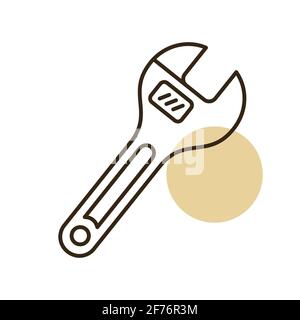 Adjustable spanner vector flat icon. Construction, repair and building. Graph symbol for your web site design, logo, app, UI Stock Vector