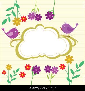 Love Birds Frame Doodle Background Vector illustration Stock Vector