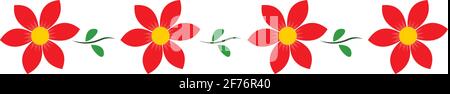 Simple Red Flower Banner Illustration Vector Stock Vector