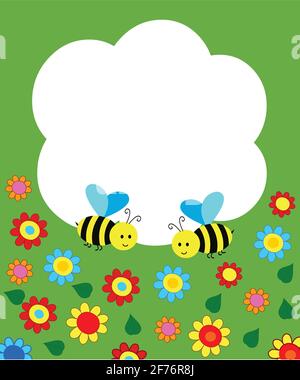 Floral and Bee Background stock illustration vector Stock Vector