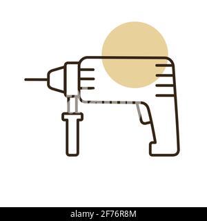 Electric hammer drill vector icon. Household electric instrument for boring wood and metal with screwdriver function. Perforator vector illustration Stock Vector
