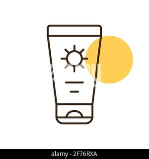 Sunscreen cream in tube flat vector icon. Summer sign. Graph symbol for travel and tourism web site and apps design, logo, app, UI Stock Vector