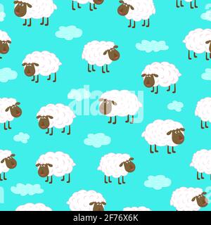 Sheep Seamless Pattern for Textile, Fabric, Wrapping Paper.   Vector Illustration Stock Vector
