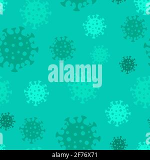 Virus Seamless Pattern. Bacteria Coronavirus 2019-nCoV, Risk  Alert. Vector Illustration. Stock Vector
