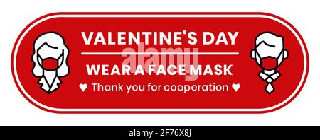 Open sign on entrance door plate. Valentine's Day. Wear a face mask. Entry for one person only. Face mask required. Illustration, vector Stock Vector