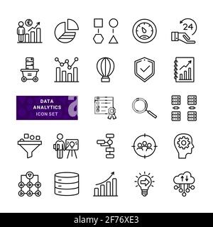 Data Analysis Related Vector Line Icons. Simple vector  illustration. Stock Vector