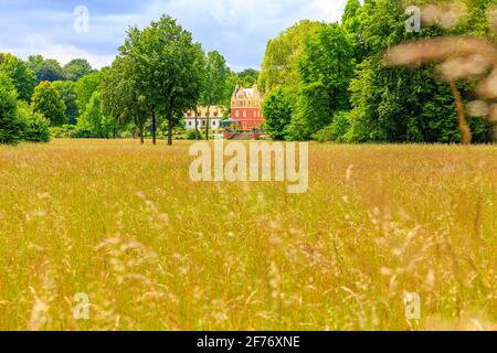 Castle Muskau, Springtime at the  Prince Pückler Park, Muskau, East Germany Stock Photo