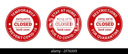 Sorry, We are closed. Information warning sign Stock Vector