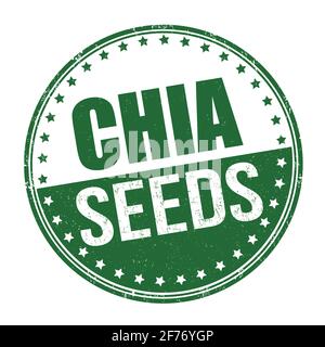 Chia seeds grunge rubber stamp on white background, vector illustration Stock Vector
