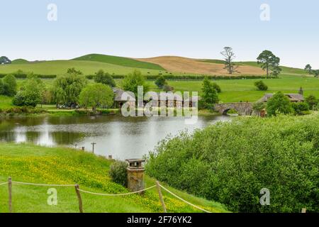 Idyllic scenery at The Shire represented by a region near Matama at the North Island of New Zealand Stock Photo