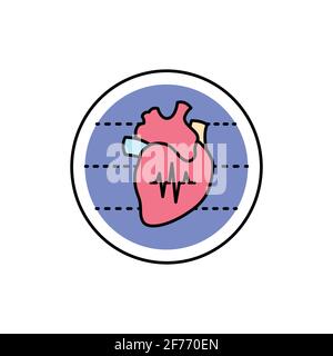 Cardiology color line icon. Pictogram for web page, mobile app, promo. UI UX GUI design element. Editable stroke. Stock Vector