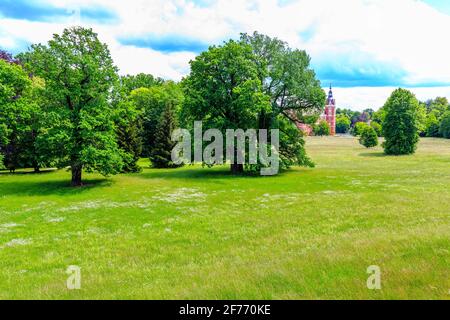 Castle Muskau, Springtime at the  Prince Pückler Park, Muskau, East Germany Stock Photo