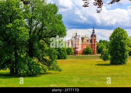 Castle Muskau, Springtime at the  Prince Pückler Park, Muskau, East Germany Stock Photo