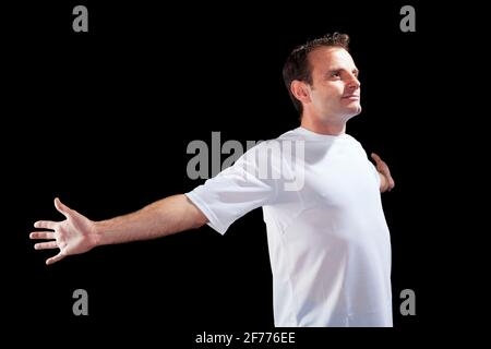 Soccer player celebrating a goal Stock Photo