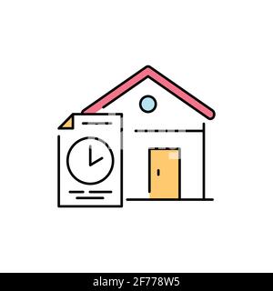 Mortgage rental olor line icon. Pictogram for web page, mobile app, promo. UI UX GUI design element. Editable stroke. Stock Vector