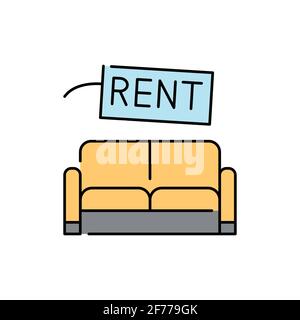 Furniture rental olor line icon. Pictogram for web page, mobile app, promo. UI UX GUI design element. Editable stroke. Stock Vector