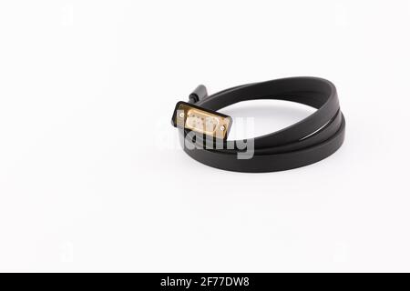 9-Pin Male Computer Serial Cable Isolated on White Background Stock Photo