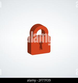 3d Lock icon, vector symbol in flat isometric style. Stock Vector illustration isolated on white background. Stock Vector
