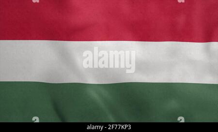 National flag of Hungary blowing in the wind. 3d rendering Stock Photo