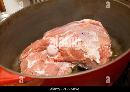 leg of lamb in roaster Stock Photo