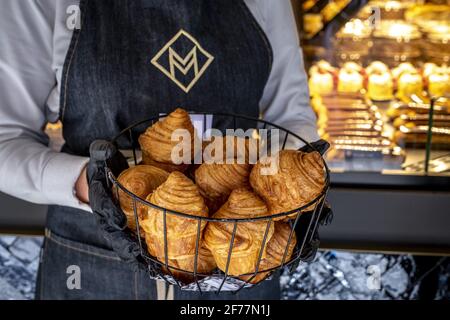 France, Paris, Pastry Shop Bakery House Marques, croissants Stock Photo