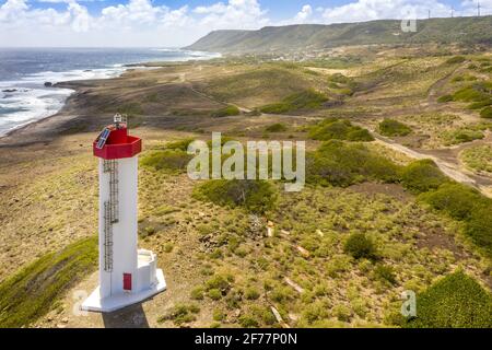 France, Caribbean, French West Indies, Guadeloupe, Island of La Désirade, lighthouse of Pointe Mancenillier, National Nature Reserve of La Désirade Stock Photo
