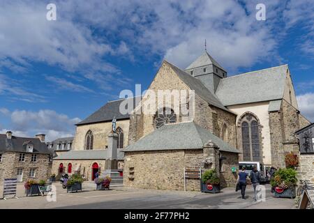 France, Ille et Vilaine, Paimpont, at the edge of the Brocéliande forest, Church and abbey house of Paimpont, 13th century abbey Stock Photo