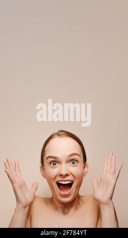 Beauty fashion portrait of surprised happy woman Stock Photo - Alamy