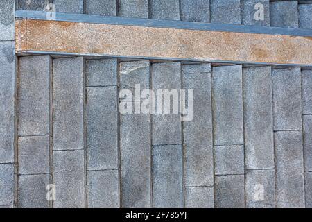 Granite staircase top view. Abstract architectural gray background. City stairs in parks, squares, embankments. Close-up of the stone steps. Conceptua Stock Photo