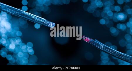 fiber optic cables connecting Stock Photo