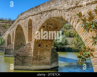 Puente la Reina, a medieval bridge over the rio Arga on the Camino de Santiago in Navarre, Spain, October 16, 2009 Stock Photo