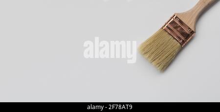 Painting Brush isolated on white background. Panorama, web banner for DIY house painting and renovating concept and design. Blank copy space for text