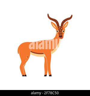Vector illustration of a gazelle, antelope on a white isolated background. Stock Vector