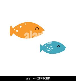 Aquarium fish, vector icons. Isolated over white background. Stock Vector