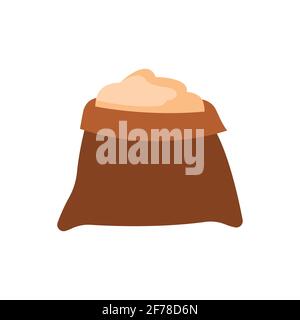 Bag of whole wheat bread flour, sketch style vector illustration isolated on white background. Stock Vector