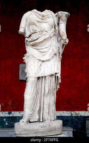 Statue of the goddess Fortune. White marble statue, 1st. cent. AD. Roman work. Ny Carlsberg Glyptotek. Copenhagen, Denmark. Stock Photo