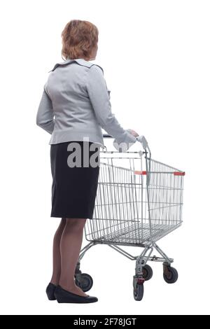 Pushing Back View Back view of person pushing a shopping cart in car park Stock Photo - Alamy