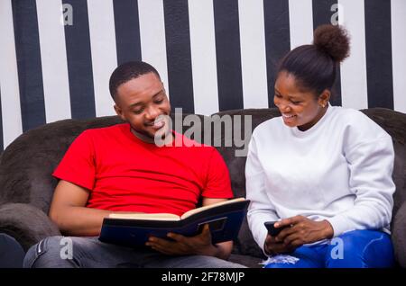 two african student studying their books Stock Photo