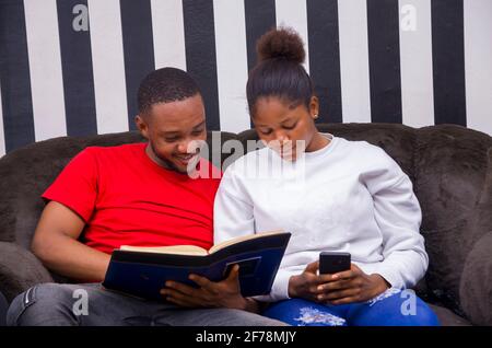 two african student studying their books Stock Photo