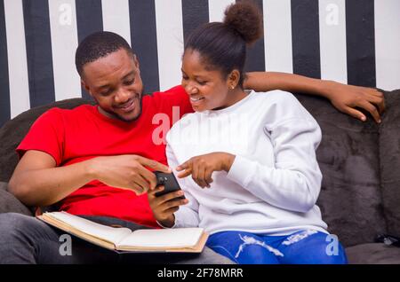 two african student studying their books Stock Photo