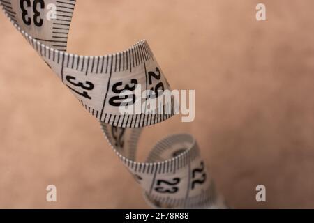 soft measuring tape.  tape measure with metric scale Stock Photo