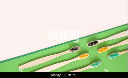 Eco friendly bamboo toothbrushes on white background Stock Photo - Alamy