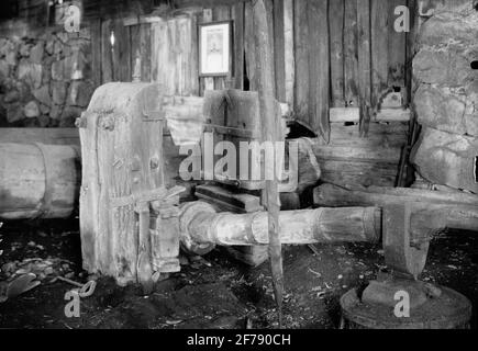 Interior of great smithy. Bundle hammer (lower hammer). Stock Photo