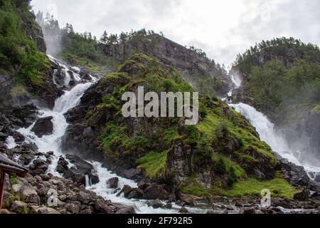 Latefossen Latefoss - one of the biggest waterfalls in Norway Stock Photo